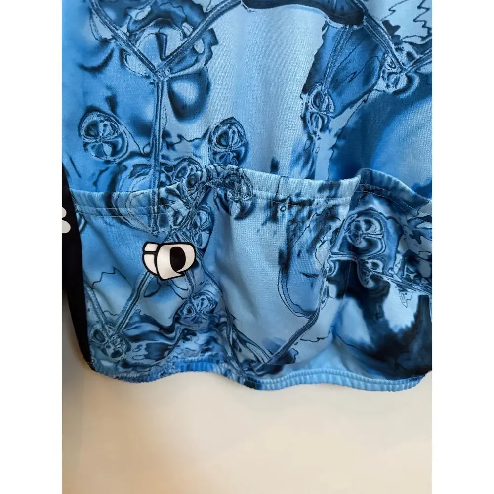 PEARL IZUMI Men’s Cycling windbreaker jacket lightweight blue printed full zip